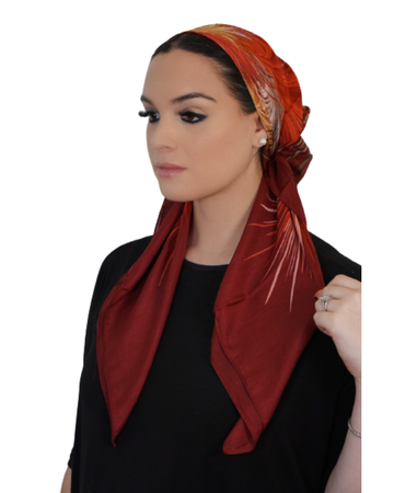 Tie Ur Knot Maroon Feather Splatter Pre-Tied Bandanna with Full Non Slip Grip myselflingerie.com